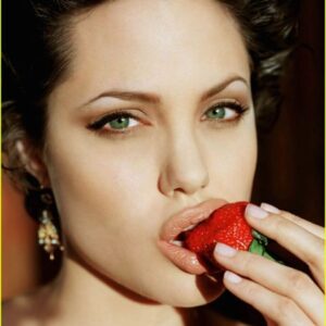 Angelina Jolie with strawberry